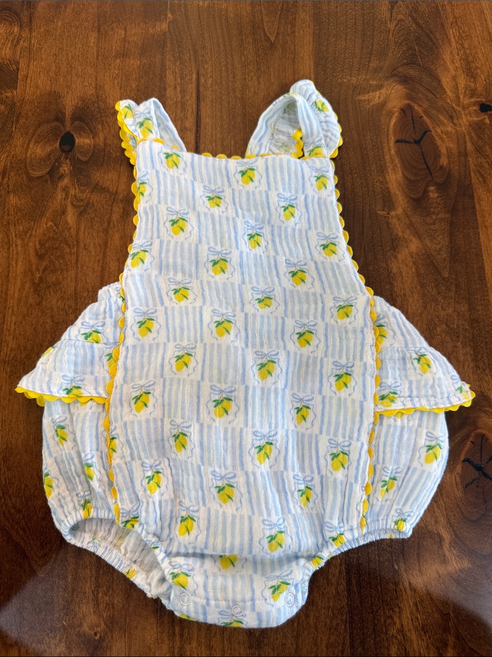 Angel Dear Blue Stripe and Yellow Lemon Baby Bubble Romper